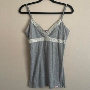 Vintage Y2K 90s Victoria's Secret Pink Lace‎ Trim Babydoll Cami Tank Coquette M